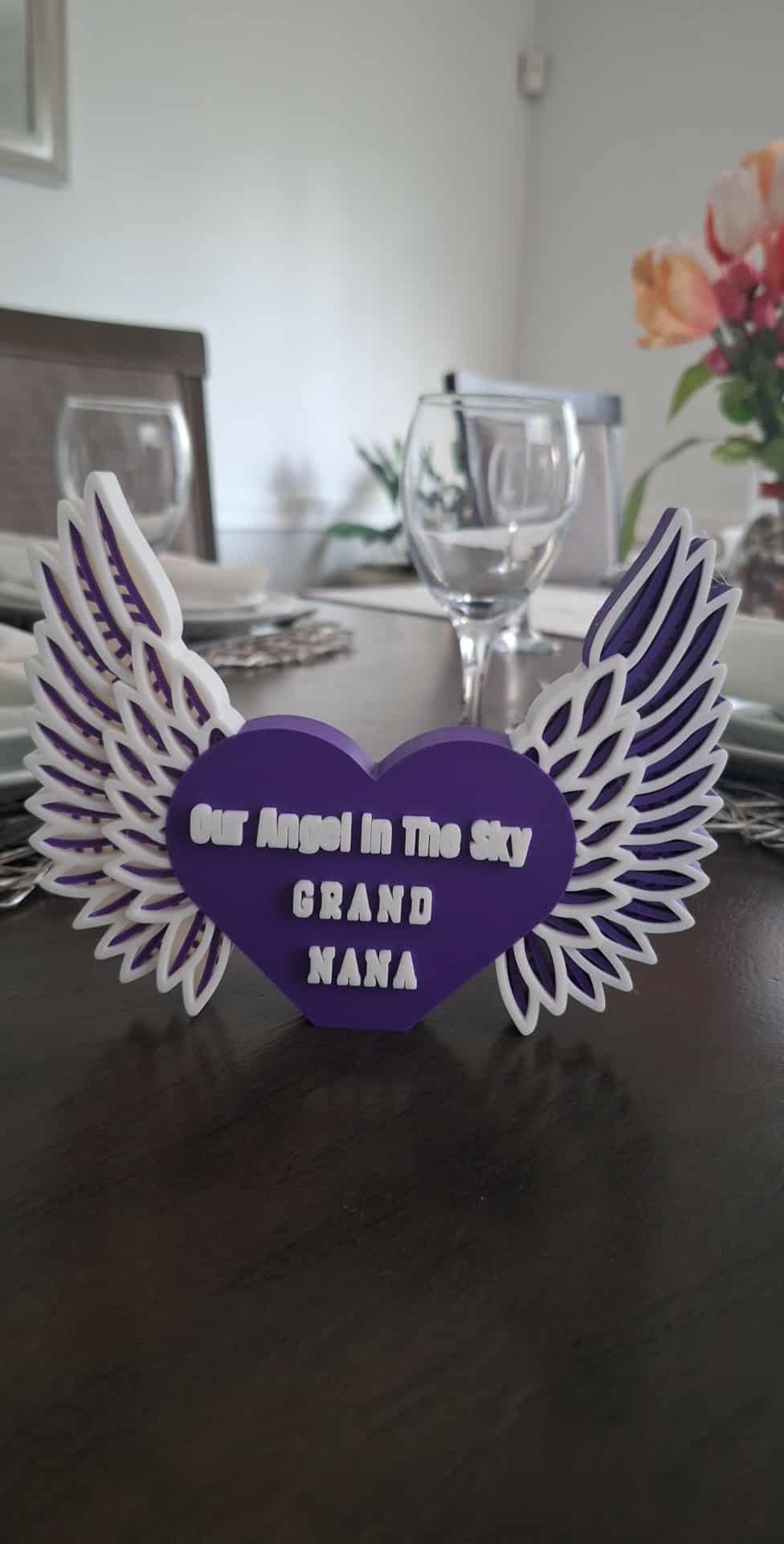 Memorial Heart Angel wing keepsake