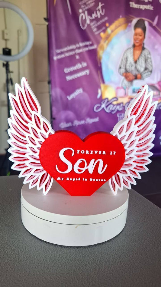 Memorial Heart Angel wing keepsake
