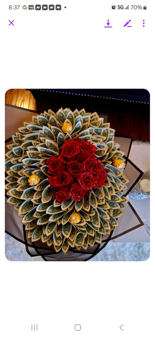 Rose money bouquet